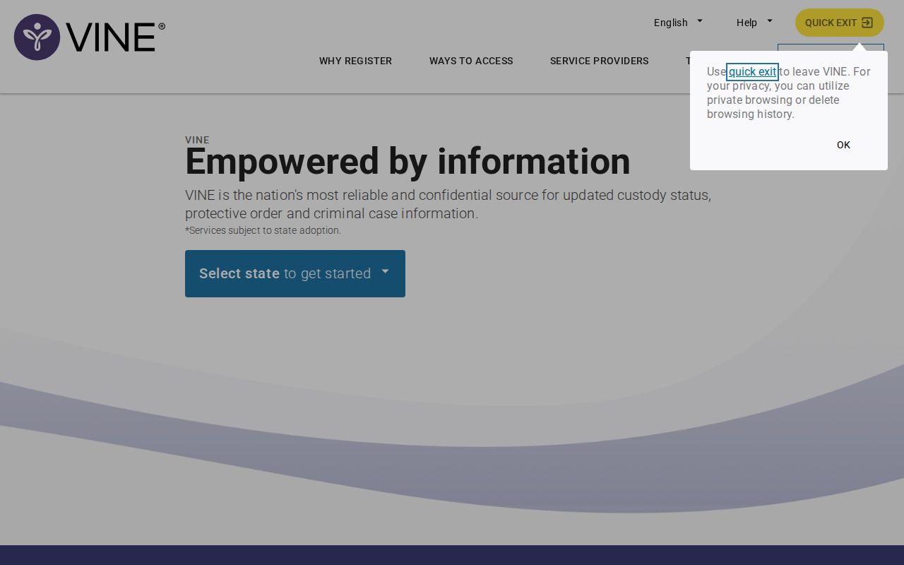 VINELink Illinois search and notification registration interface